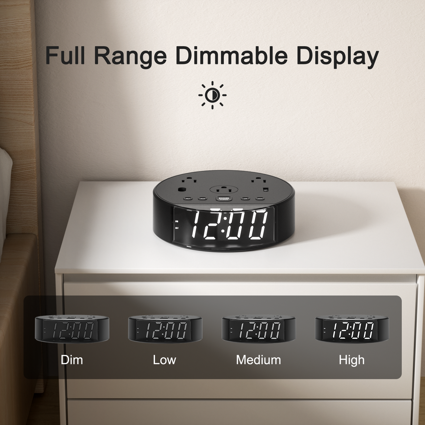 Alarm Clock with USB Charger and Outlets